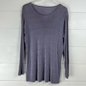 FLAX‎ Size Small Slinky Tunic Top Long Skeeve Scoop Neck Lavender